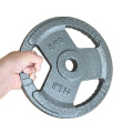 Großhandel 10 lb 15lb 25lb 35lb 45lb 55lb Olymic Gym Gusseisen Ring Tri Grip Platten Gewichtshebe